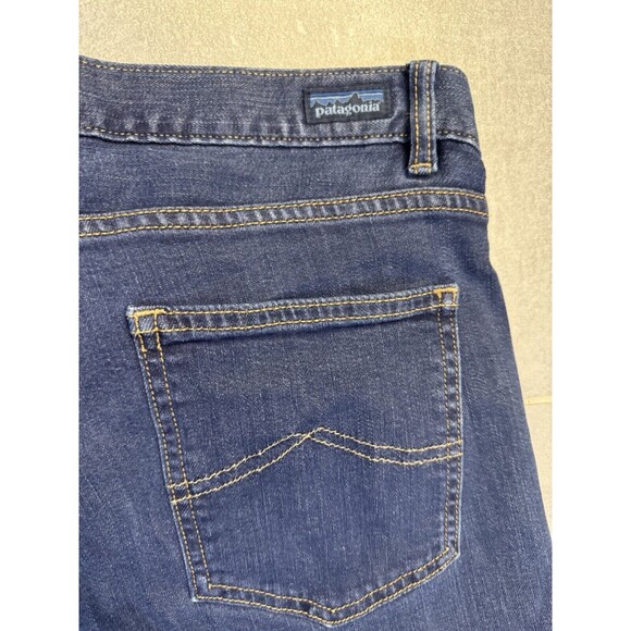 Patagonia Jeans Womens 31 Blue Slim Fit Mid Rise Dark Wash Stretch Denim Raw Hem - Picture 3 of 11